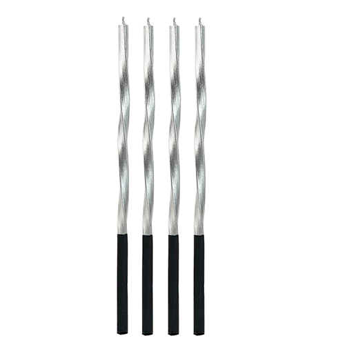 VELA METALIZADA TORCIDA PRATA 15CM V182