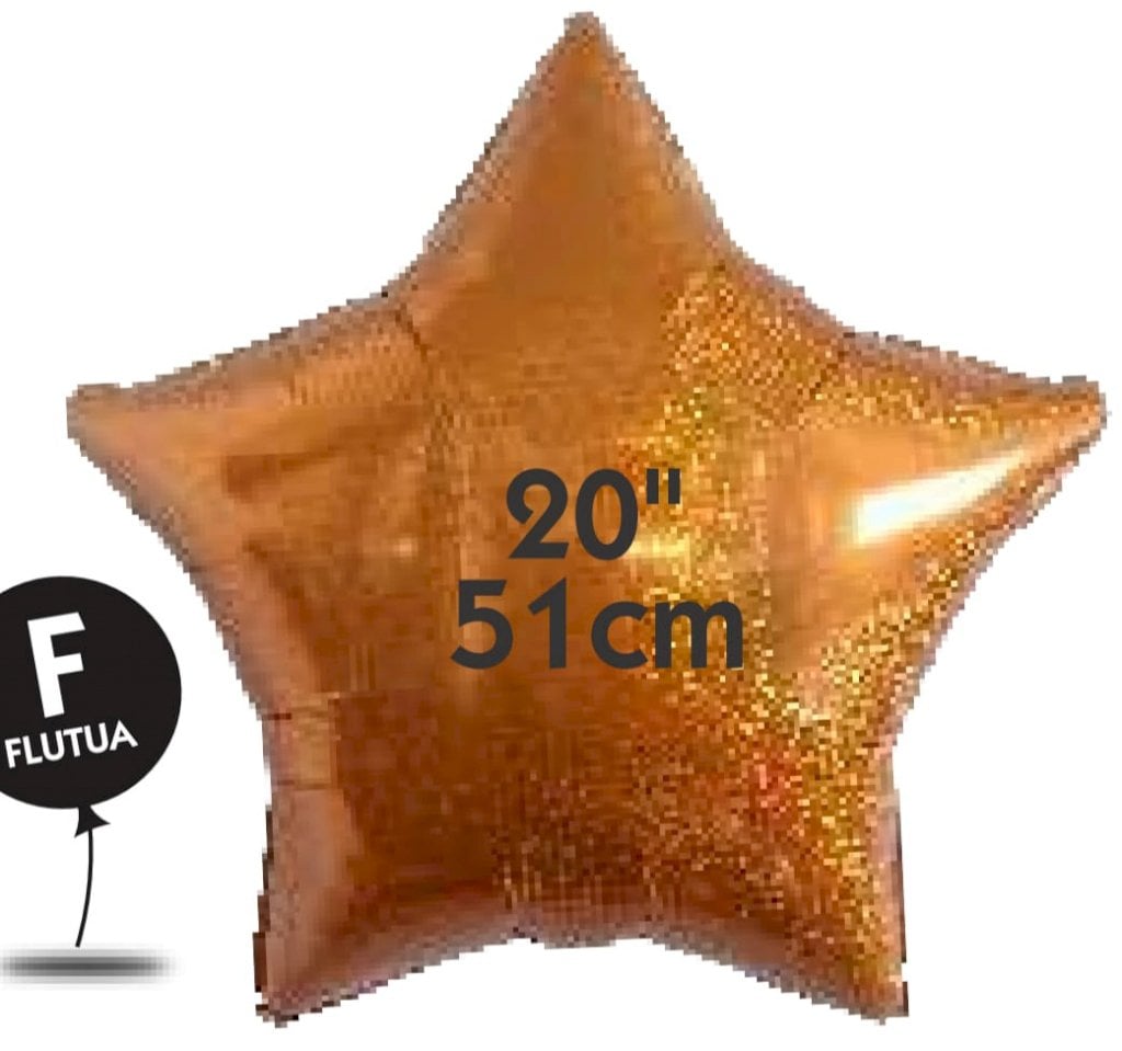 BALAO METALIZADO ESTRELA 20¨ HOLOGRAFICO LARANJA VAZIO