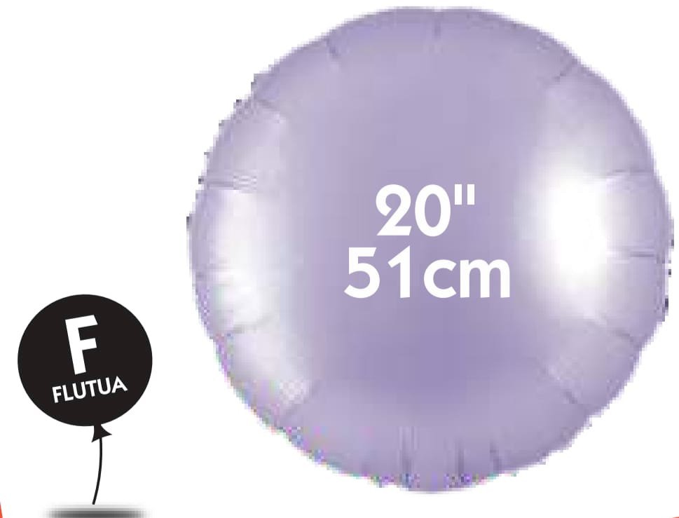 BALAO METALIZADO REDONDO 20¨ PLATINO LILAS VAZIO