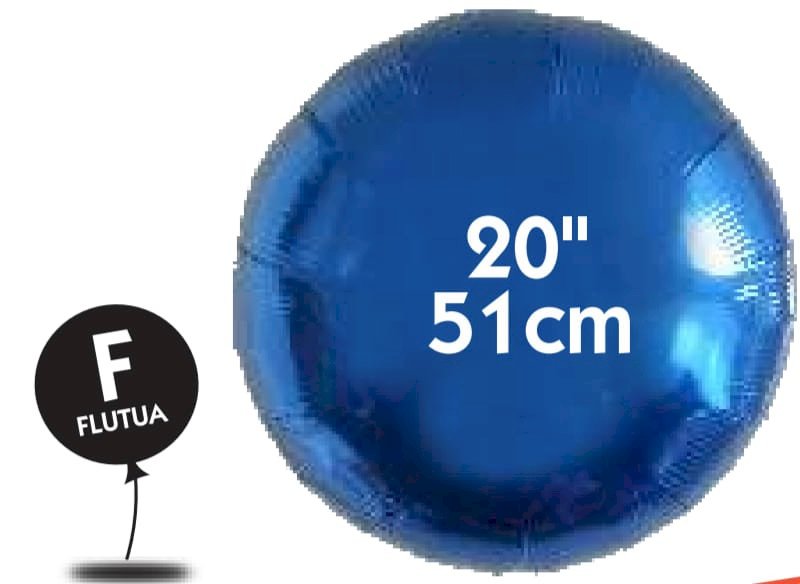 BALAO METALIZADO REDONDO 20¨ AZUL VAZIO