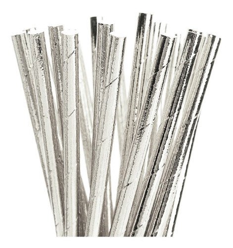 CANUDO DE PAPEL LISO PRATEADO C/15UN    CB02001