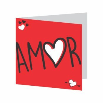 Cartão História de Amor 09cmx09cm 01pçs Vermelho/Branco