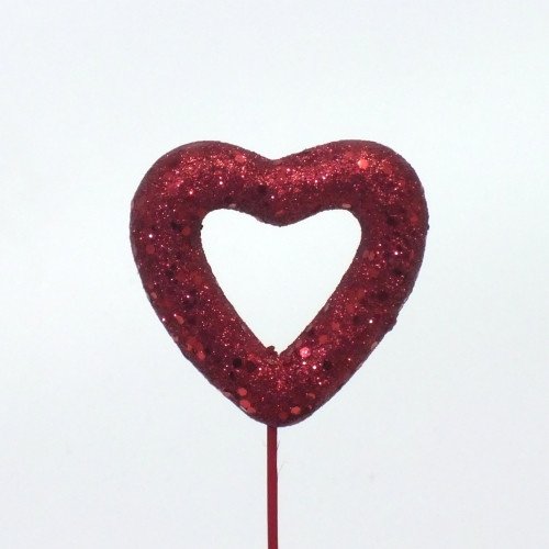 Pick Coração Vazado 08cm 1pc Vermelho
