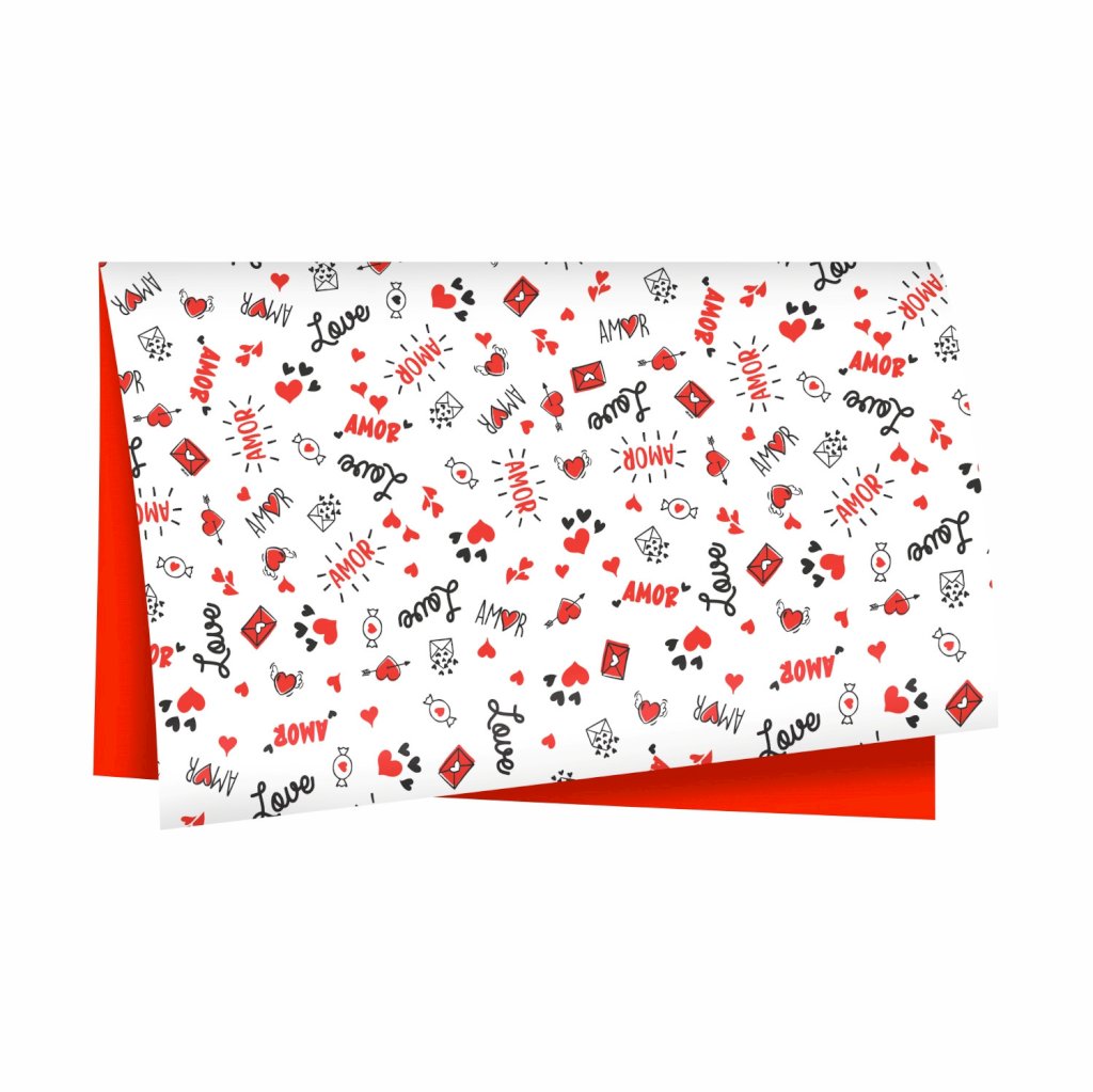 Poli Dupla Face História de Amor 68cmx65cm FOLHA Branco/Vermelho MAE