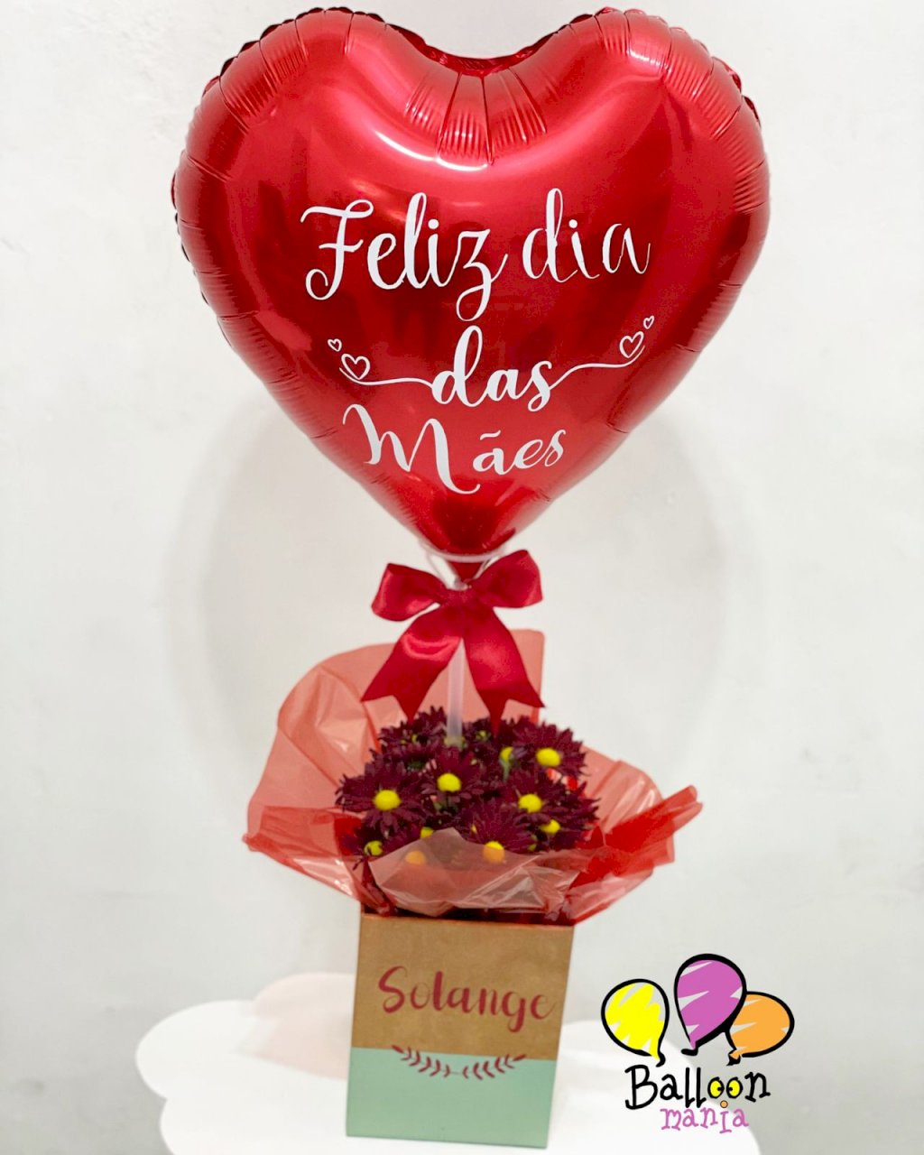 ARRANJO BALAO METALIZADO 18¨ FLORES MAE