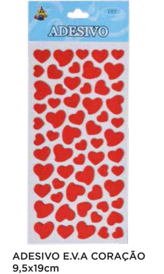 ADESIVO CORACAO VERMELHO EVA CARTELA MAE
