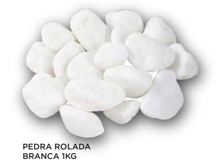 PEDRA ROLADA DECORATIVA 1KG BRANCO