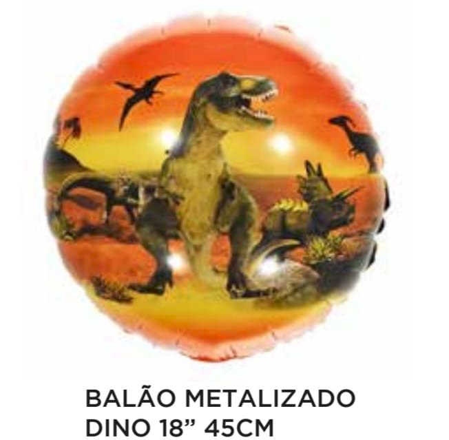 BALAO METALIZADO DINO 18¨ 45CM UND