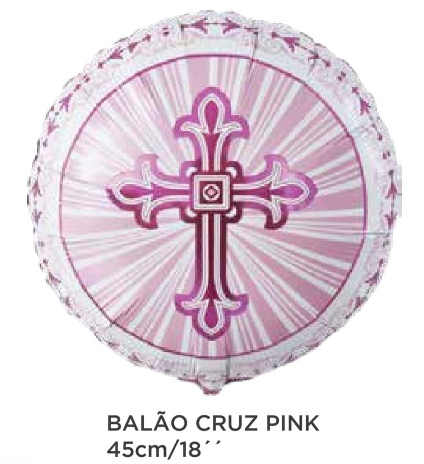 BALAO METALIZADO CRUZ ROSA