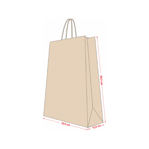 SACOLA KRAFT NATURAL 23,5CM X 10CM X 39CM C/10UND