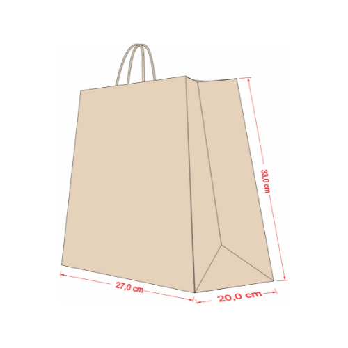 SACOLA KRAFT NATURAL 27CM X 20CM X 33CM C/10UND