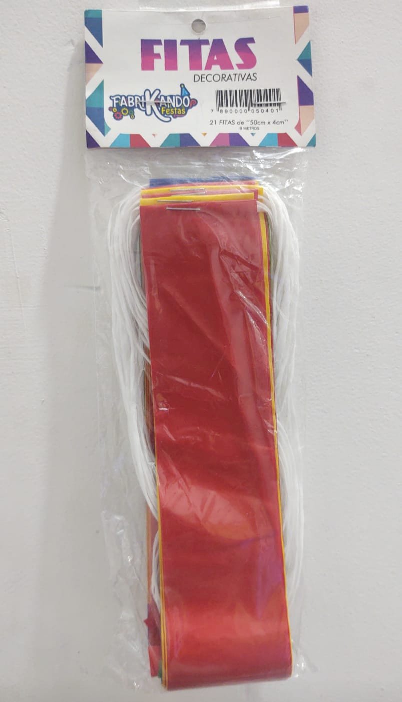 FITAS DECORATIVAS JUNINA PLASTICA 21 FITAS DE 50CM X4CM