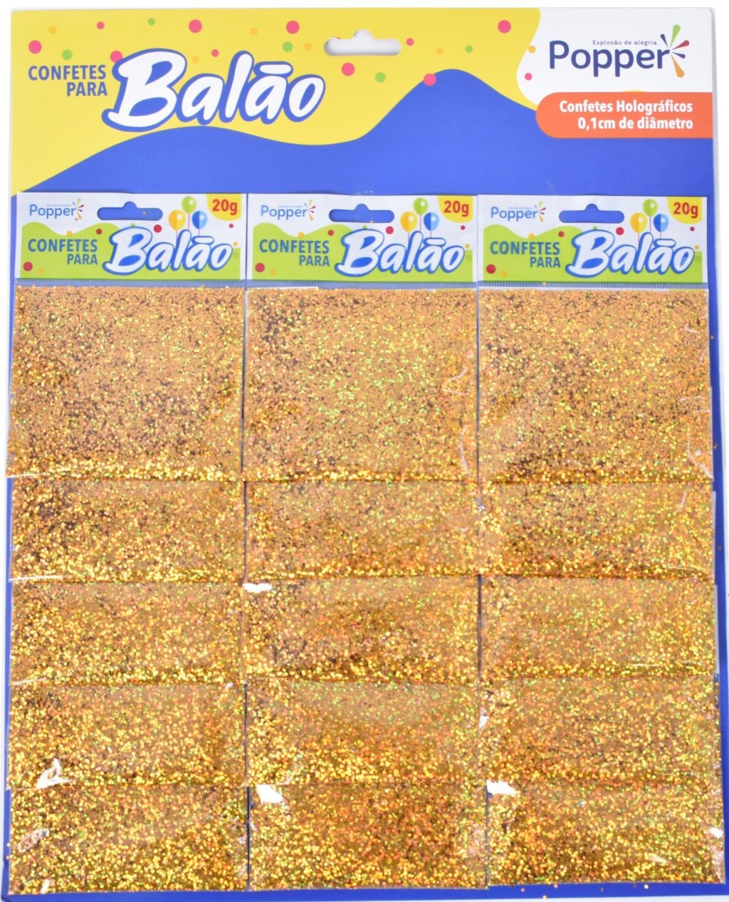 CONFETE HOLOGRAFICO REDONDO DOURADO 15G 0,1CM