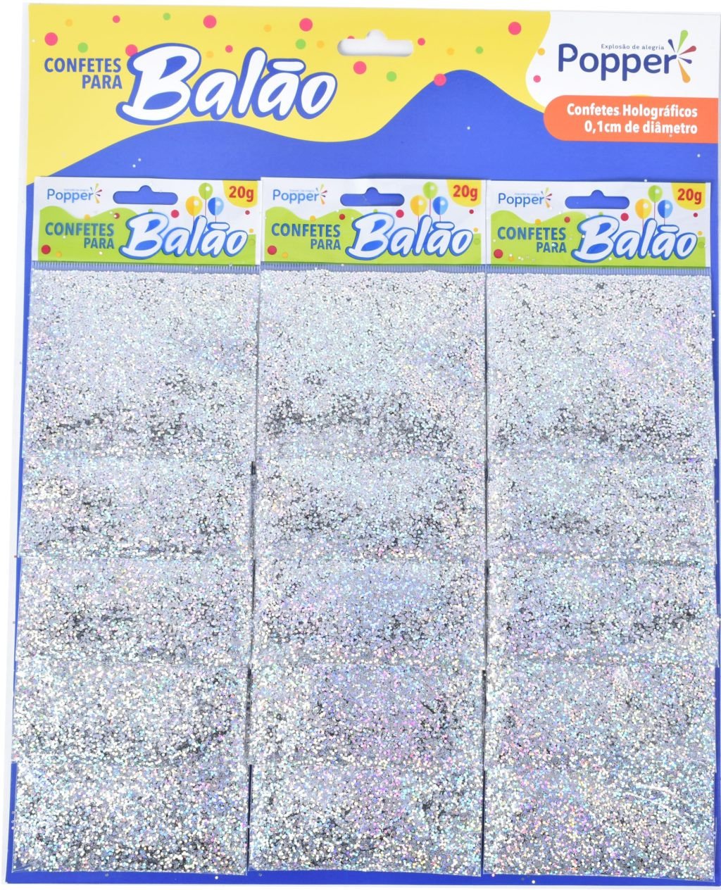 CONFETE HOLOGRAFICO REDONDO PRATA 15G 0,1CM