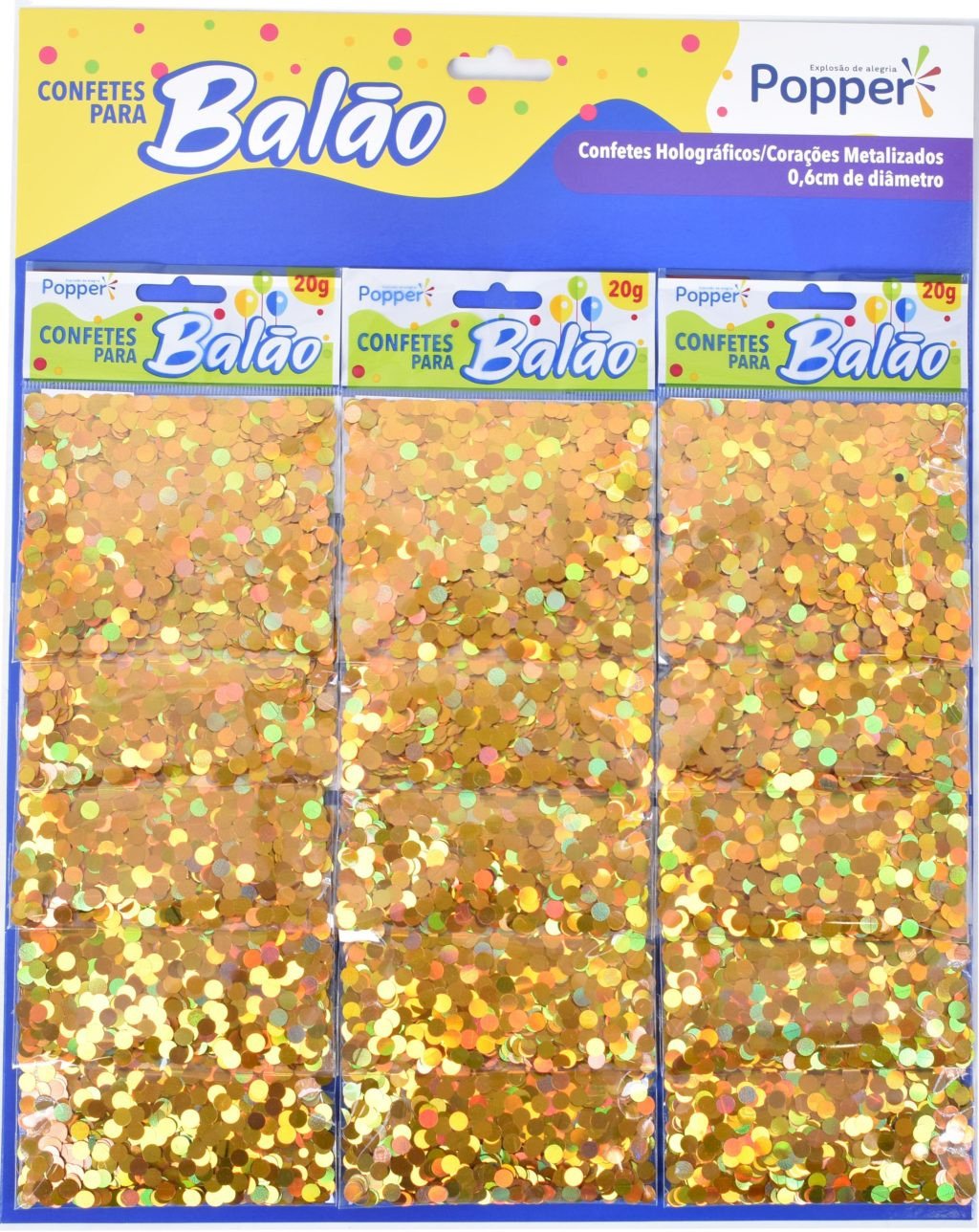 CONFETE HOLOGRAFICO REDONDO DOURADO 15G 0,6CM