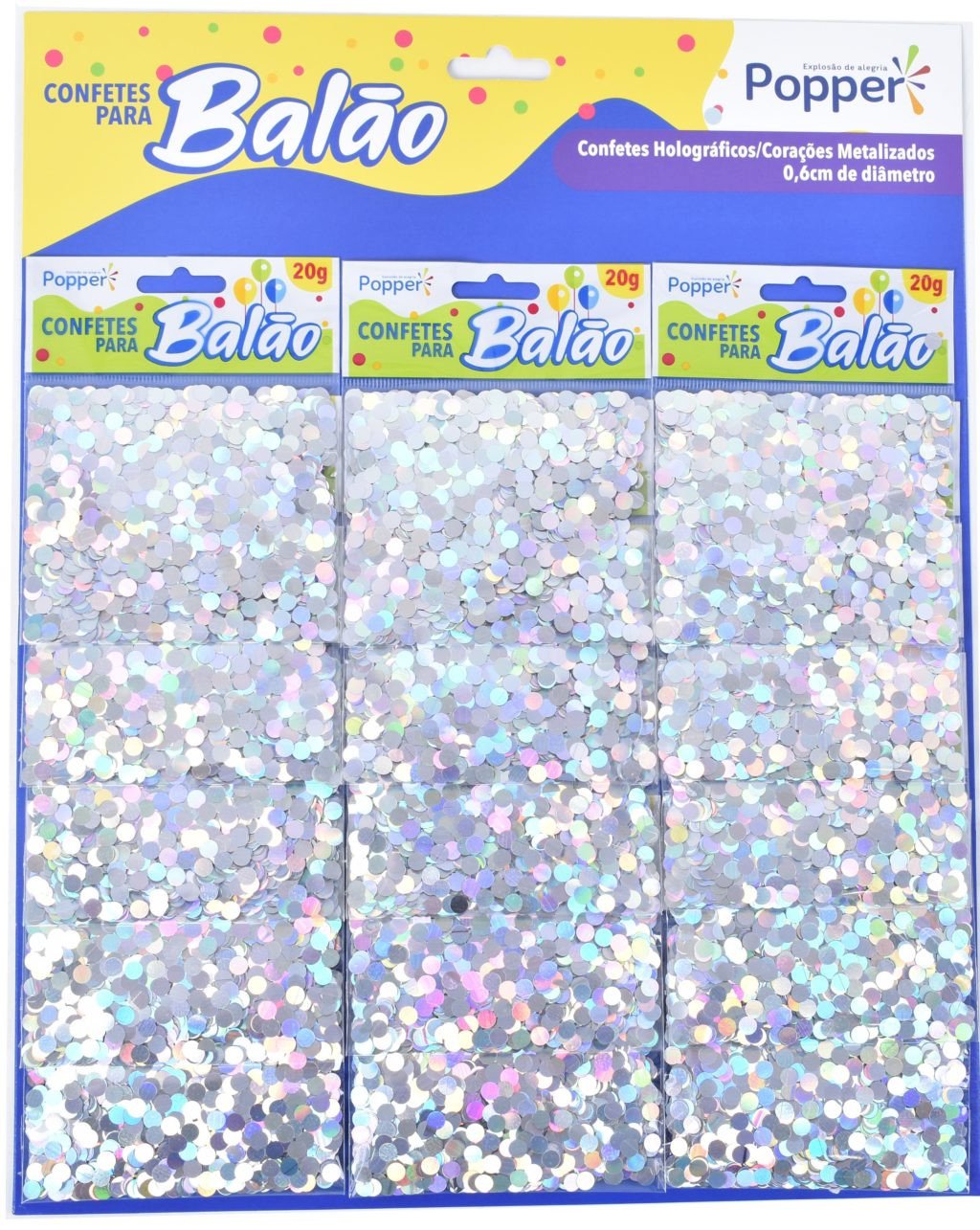 CONFETE HOLOGRAFICO REDONDO PRATA 15G 0,1CM