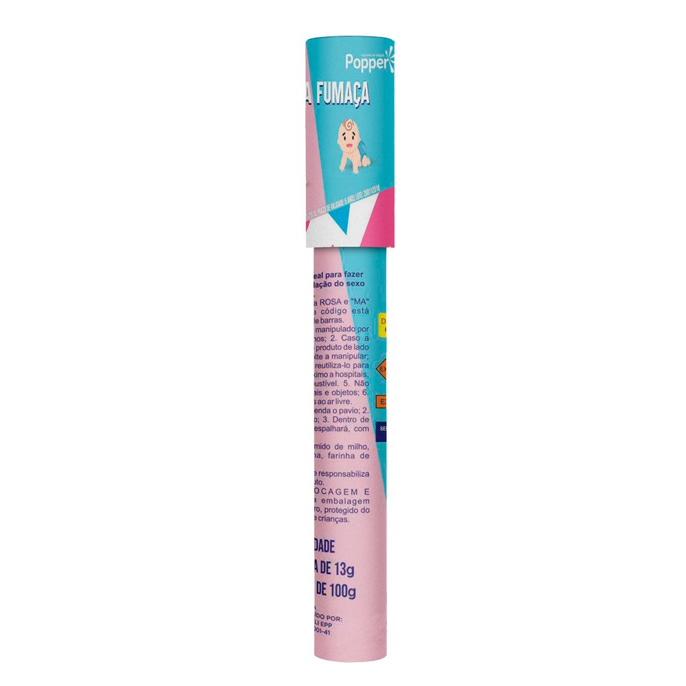 FUMACA COLORIDA 20CM CHA REVELAÇÃO AZUL OU ROSA POPPER
