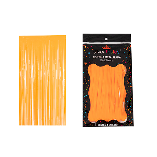 CORTINA METALIZADA TIRAS LARANJA 2 X 1MT UND