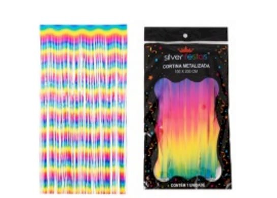 CORTINA METALIZADA COLORIDA 100 X 200CM HA380