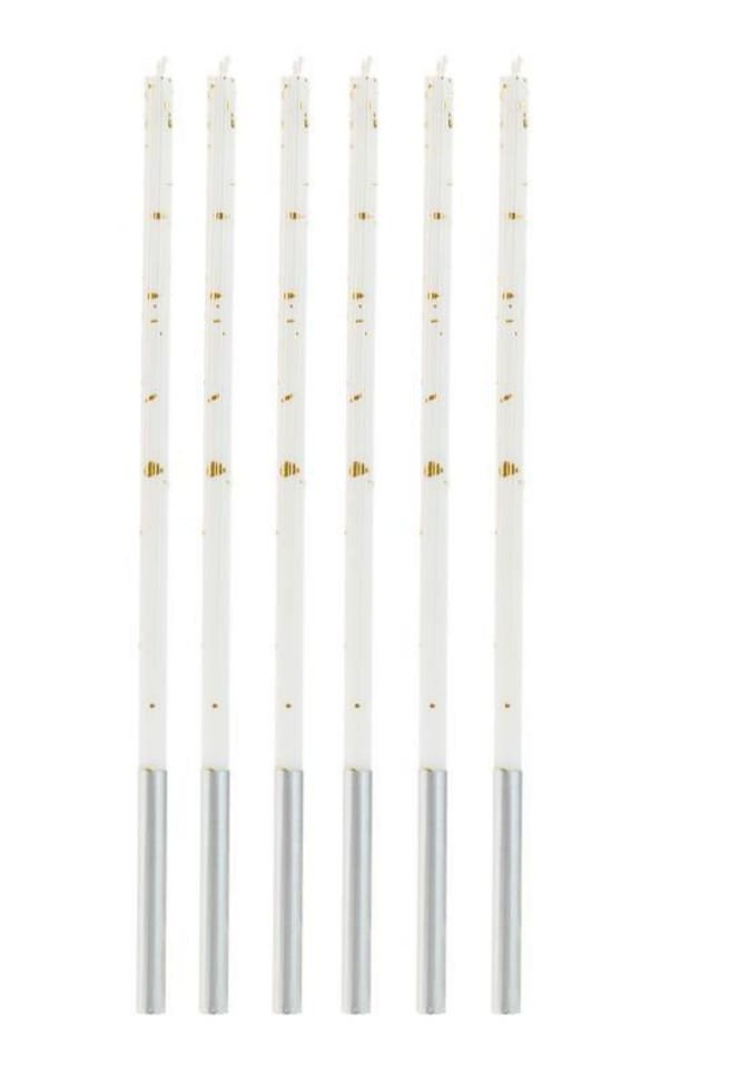 VELA PALITO GIGANTE BRANCO C/ DOURADO 6UND 17CM    V171