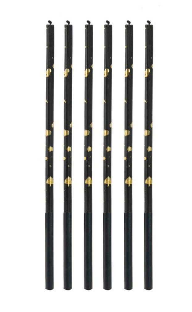 VELA PALITO GIGANTE PRETA C/ DOURADO 17 CM C/6    V172