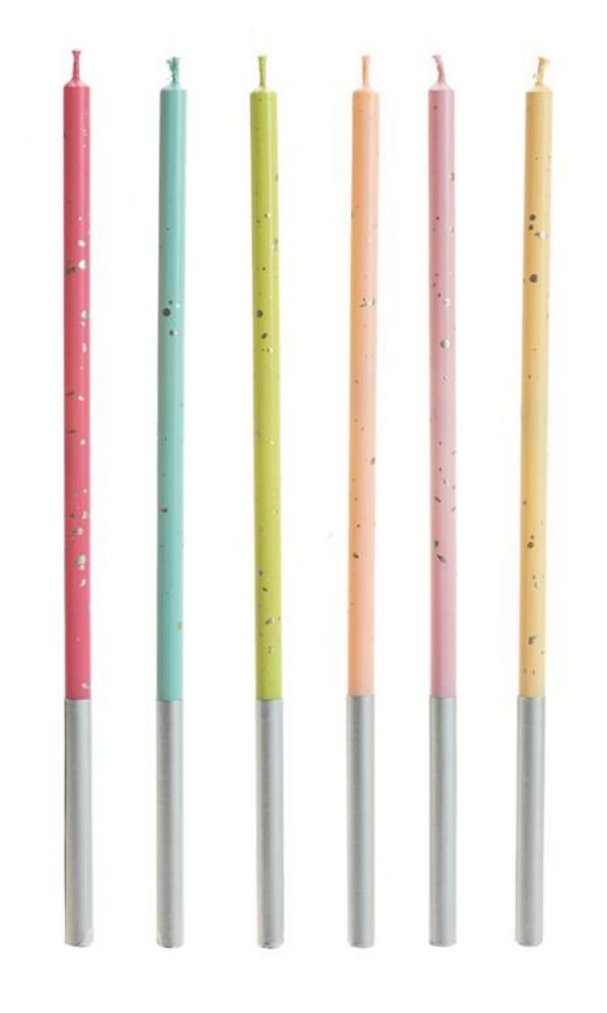 VELA PALITO GIGANTE ARCO-IRIS GLITTER 15CM C/6    V175