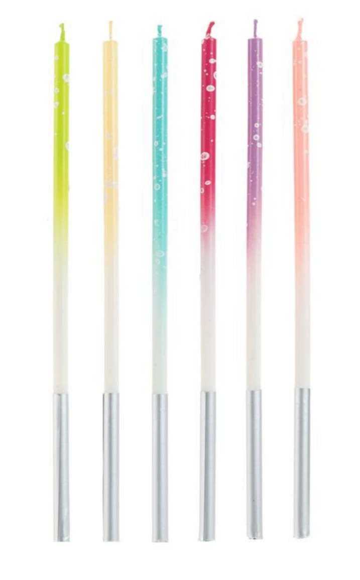 VELA PALITO GIGANTE DEGRADE ARCO-IRIS 15CM C/6    V176