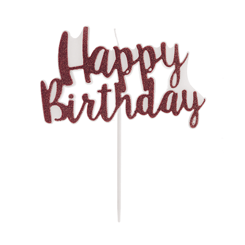 VELA HAPPY BIRTHDAY GLITTER VERMELHO V100
