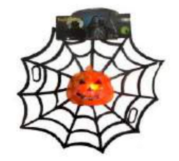  TEIA LUMINOSA COM ABÓBORA - A BETERIA APROX 30 CM