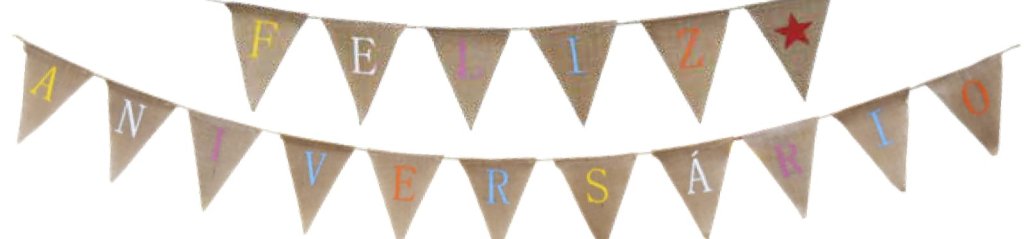 CORDÃO JUTA FELIZ ANIVERSÁRIO VINTAGE