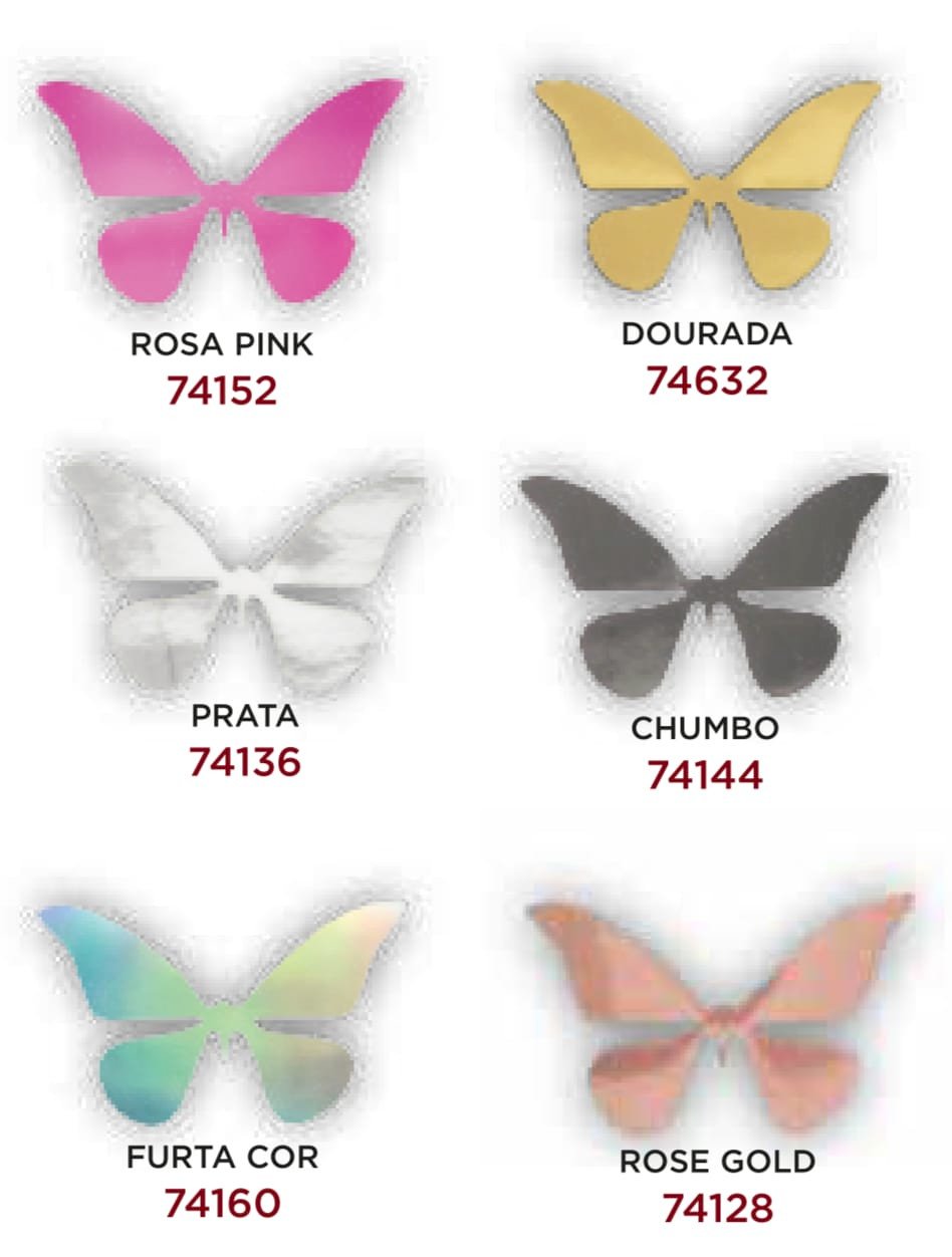 APLIQUE ADESIVO BORBOLETA POLIESTER C/6(VERIFICAR CORES DISPONÍVEIS)