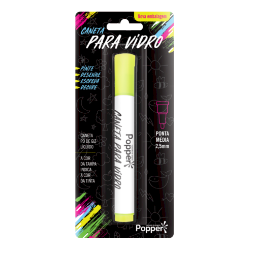 CANETA PO DE GIZ LIQUIDO AMARELO FLUOR UND