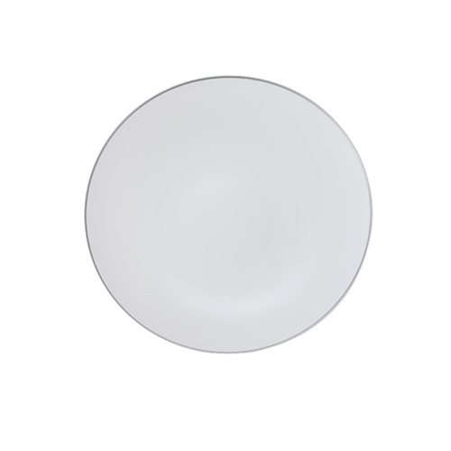 PRATO SOBREMESA BRANCO C/ FIO PRATA 19CM C/6 B0926