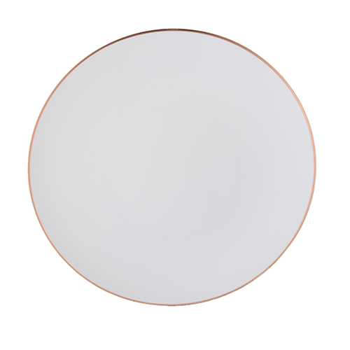 PRATO REFEIÇÃO BRANCO C/ FIO ROSE GOLD 26CM C/6 B0929