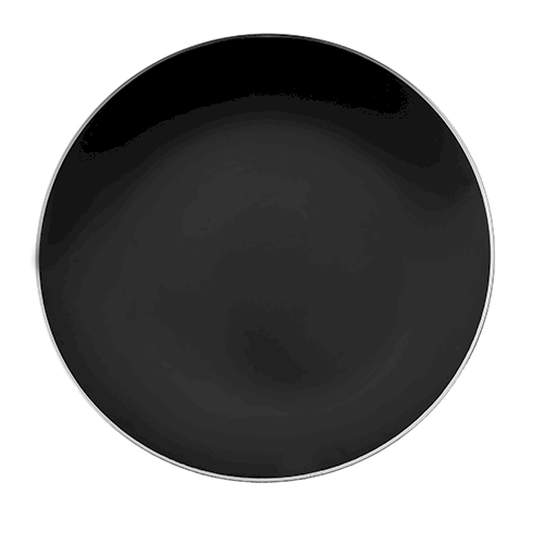 PRATO REFEIÇÃO PRETO BORDA PRATA 26CM C/6