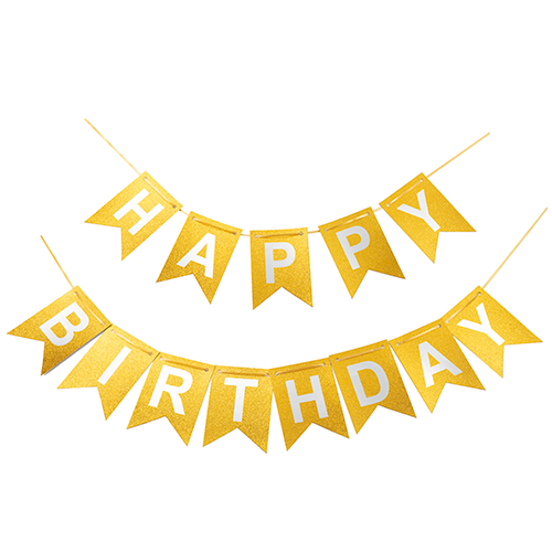 FAIXA HAPPY BIRTHDAY COM GLITTER DOURADO HA325