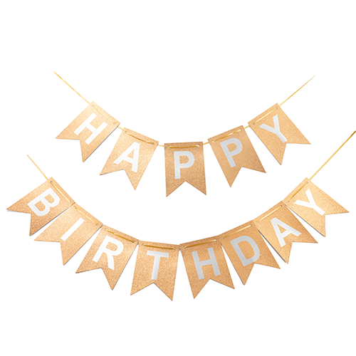 FAIXA HAPPY BIRTHDAY COM GLITTER ROSE GOLD HA327