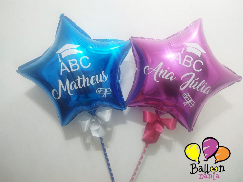 BALÃO METALIZADO PERSONALIZADO COM LAÇO ADESIVADO UNIDADE