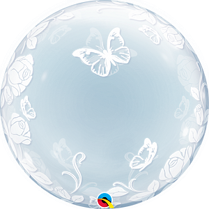 BALAO BUBBLE 24¨ ROSAS ELEGANTES E BORBOLETAS