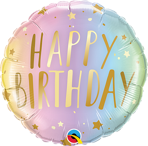 BALAO METALIZADO 18¨BIRTHDAY PASTEL E ESTRELAS