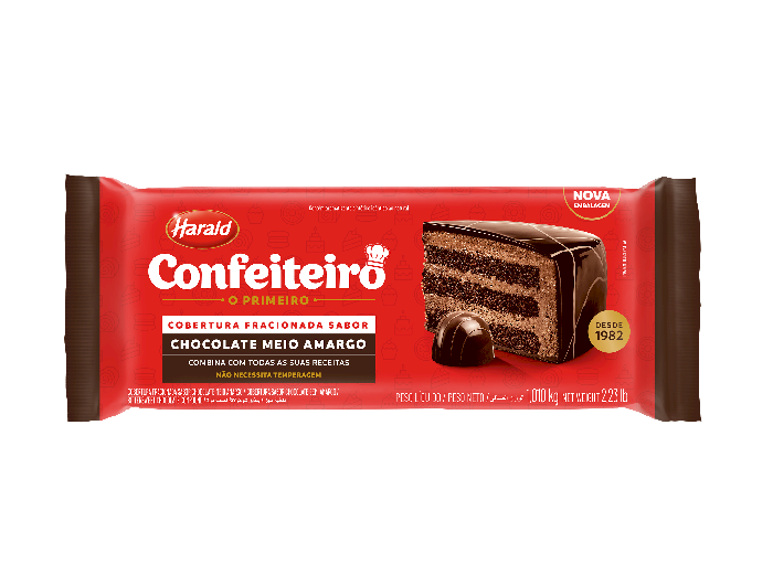 BARRA CHOCOLATE HARALD COBERTURA MEIO AMARGO 1,01KG
