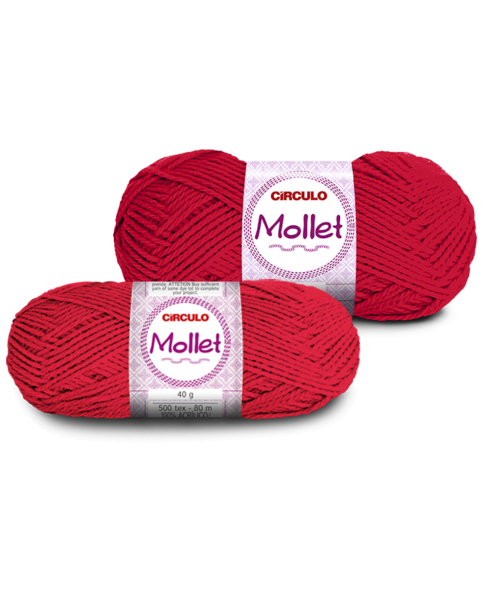 LÃ MOLLET Fio Nm 3/6 - (500 Tex)  Composição: 100% Acrílico  Comprimento e Peso: 80 m e 40 g 