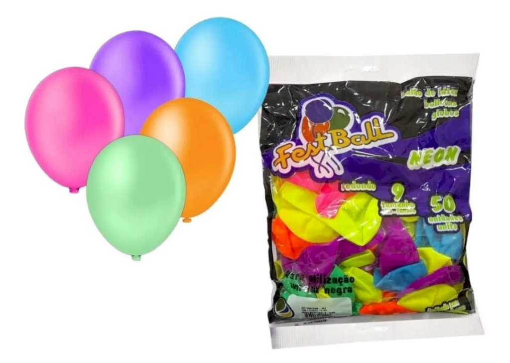 BALAO LISO NEON FESTBALL 9¨ C/25UND SORTIDO