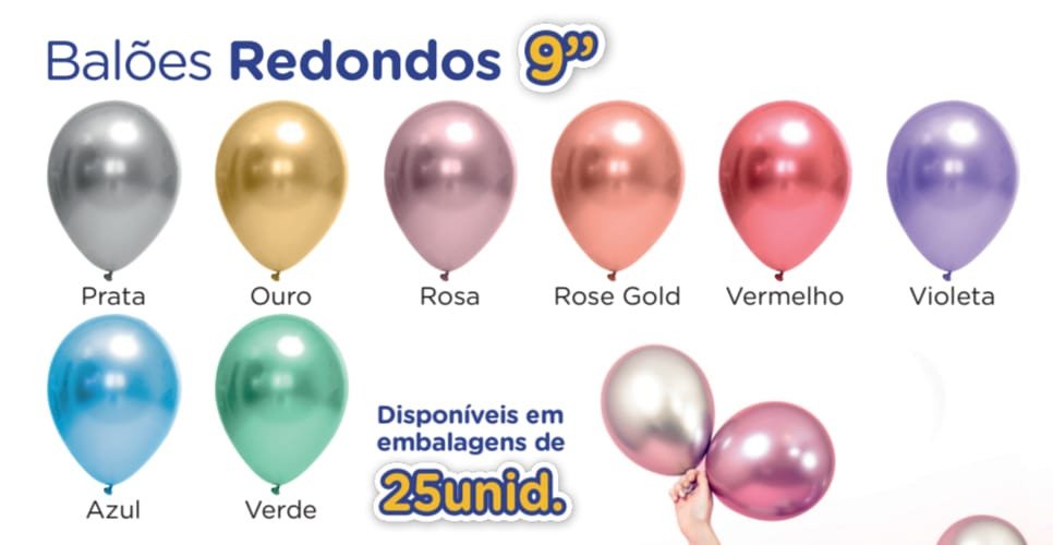 BALAO LATEX FESTBALL 9¨CROMADO C/25UND