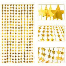 CORTINA METALIZADA ESTRELAS DOURADAS