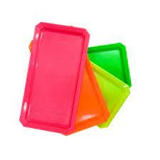 BANDEJA RETANGULAR TEXTURIZADA CORES NEON 32,5X21CM