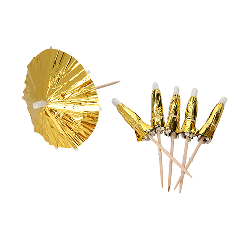 PALITO DECORACAO GUARDA CHUVA 10CM DOURADO C/12 HA247