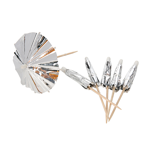 PALITO DECORACAO GUARDA CHUVA 10CM PRATA C/12 HA249