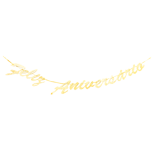 FAIXA FELIZ ANIVERSARIO DOURADO C/ GLITTER HA317