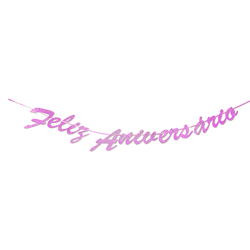 FAIXA FELIZ ANIVERSARIO ROSA C/ GLITTER HA319
